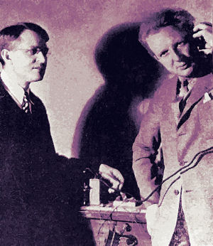 Harvey Fletcher, '04, and Leopold Stokowski.