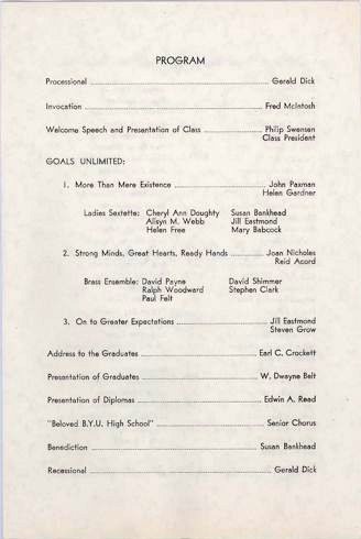 1962 BYH Graduation Program 3