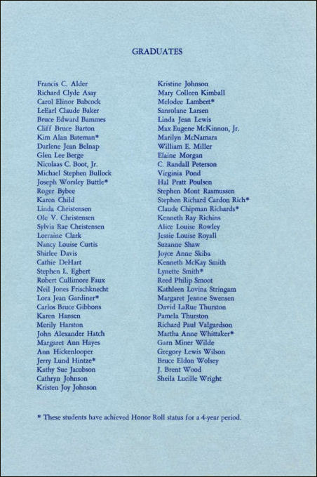1965 BYH Graduation Program 4 - Names