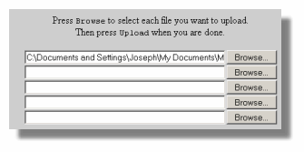 Selecting files to be uploaded