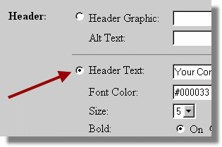 Header text selection