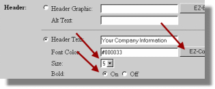 Header text selection