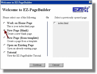 Select New blank page