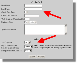 Credit Card information
